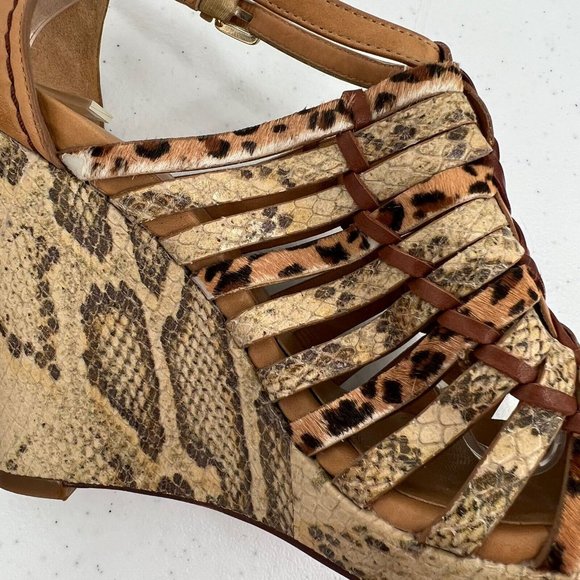Cole Haan Women's Wedge High Heels Size 6.5B Leopard Snake Print 4" Heels - Picture 13 of 14